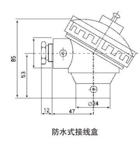 鉑銠熱電偶防水式接線(xiàn)盒圖